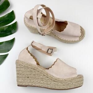 Ccocci Jade Platform Wedge Espadrille Sandals Pink Faux Leather Women's 10